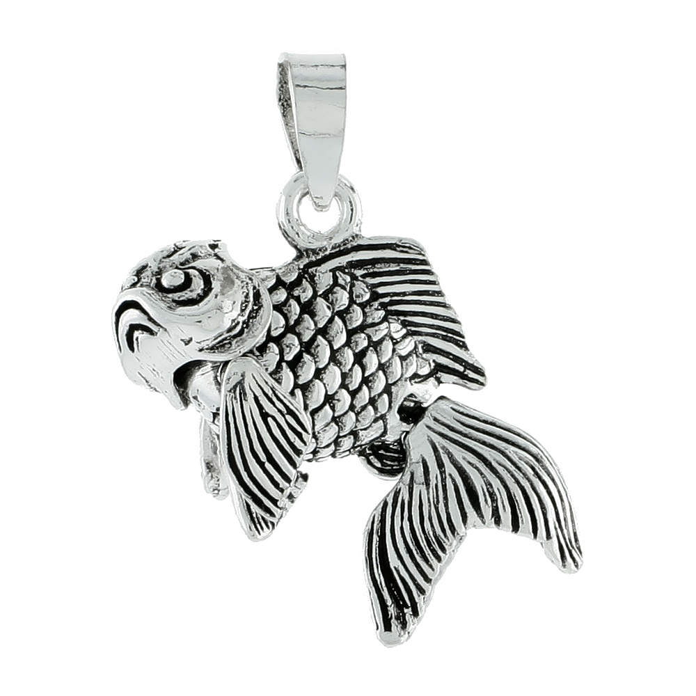 Sterling Silver Movable Fish Pendant 1 inch long
