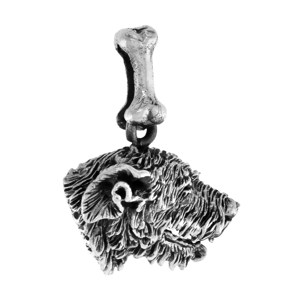 Sterling Silver Irish Wolfhound Dog Pendant Head Profile