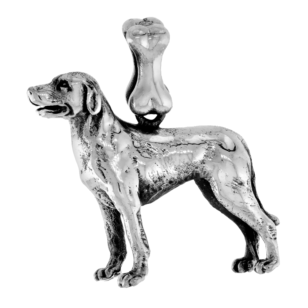 Sterling Silver Labrador Retriever Dog Pendant 3-D full Body