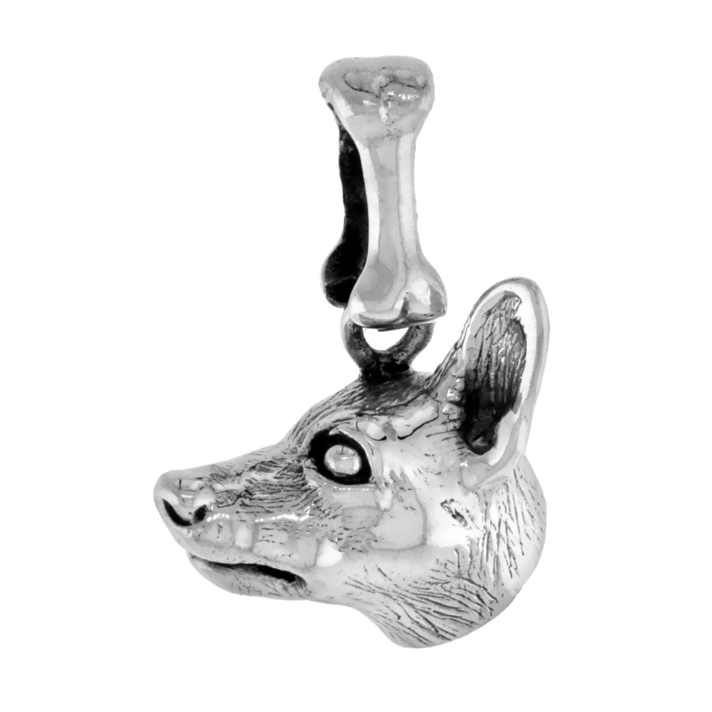Sterling Silver Miniature Pinscher Dog Pendant Head Profile