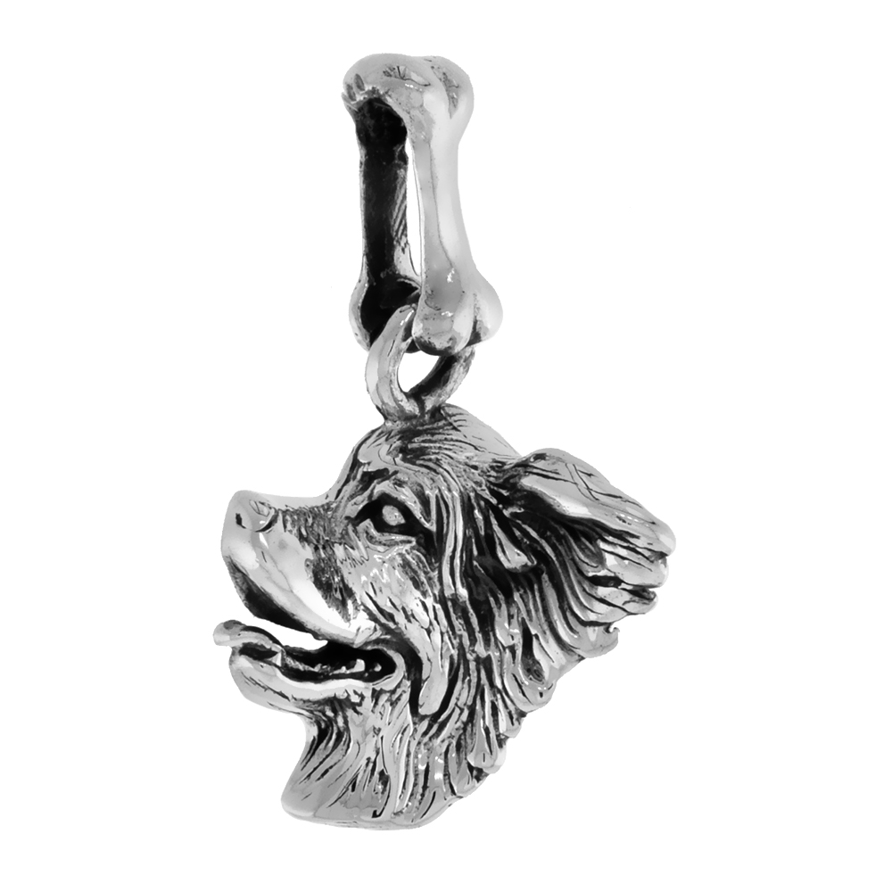 Sterling Silver Papillion Dog Pendant Head Profile