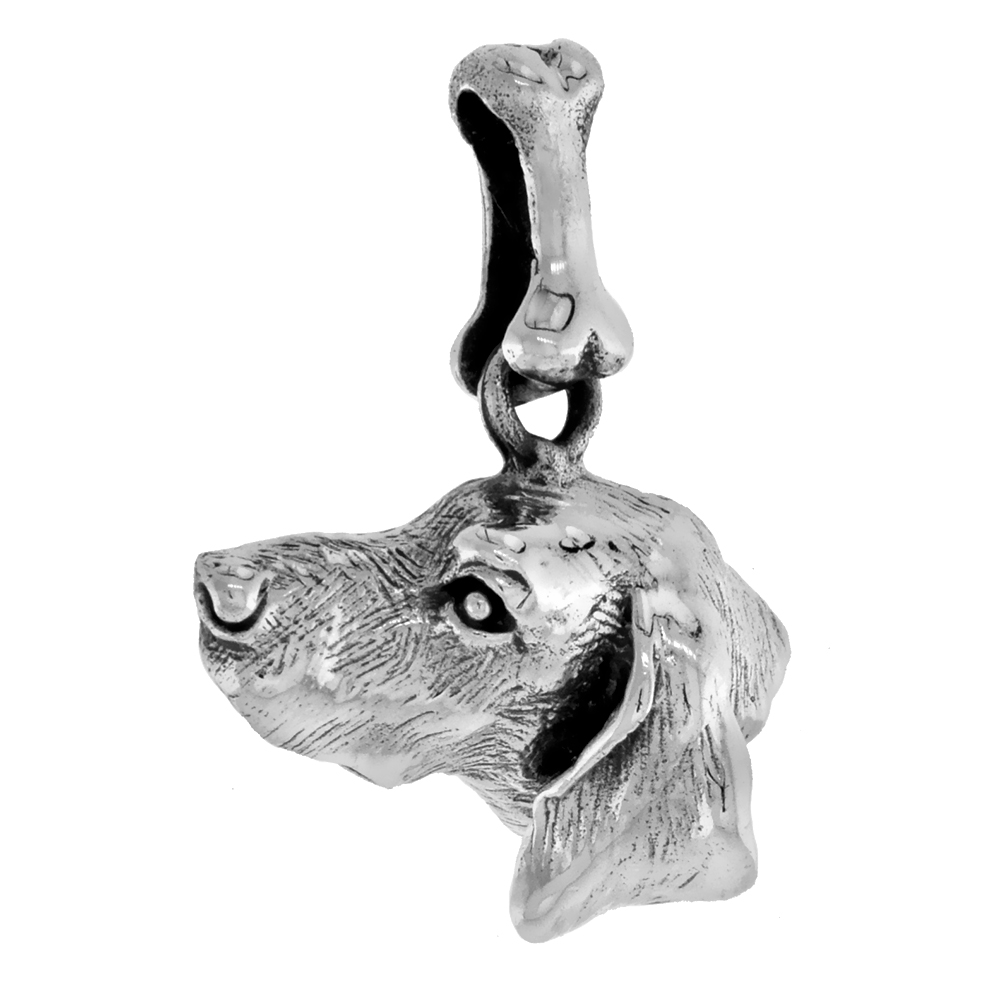 Sterling Silver Pointer Dog Pendant Head Profile