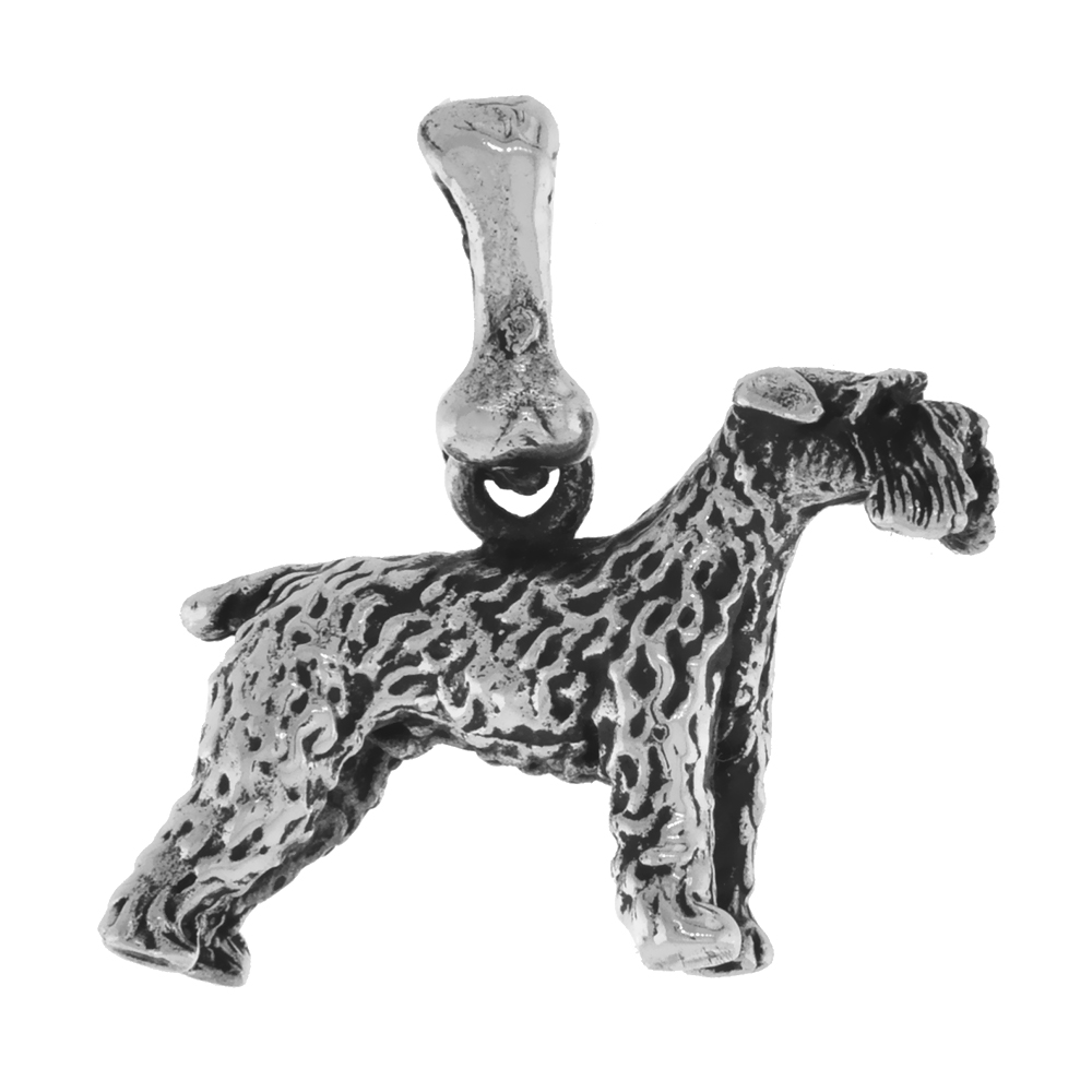 Sterling Silver Schnauzer Dog Pendant 3-D full Body