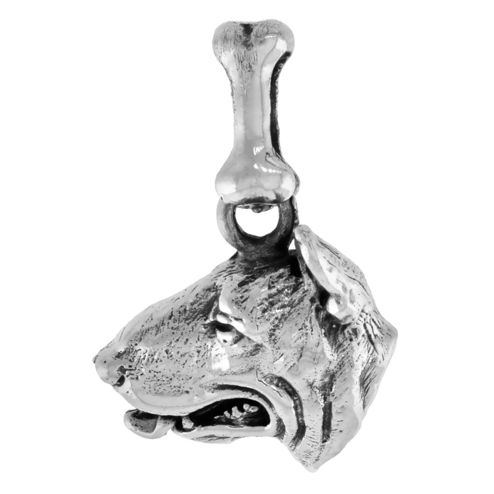 Sterling Silver Bull Terrier Dog Pendant Head Profile