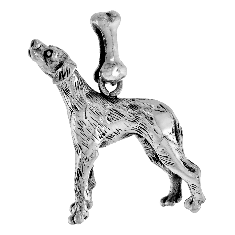 Sterling Silver Dalmatian Dog Pendant 3-D full Body