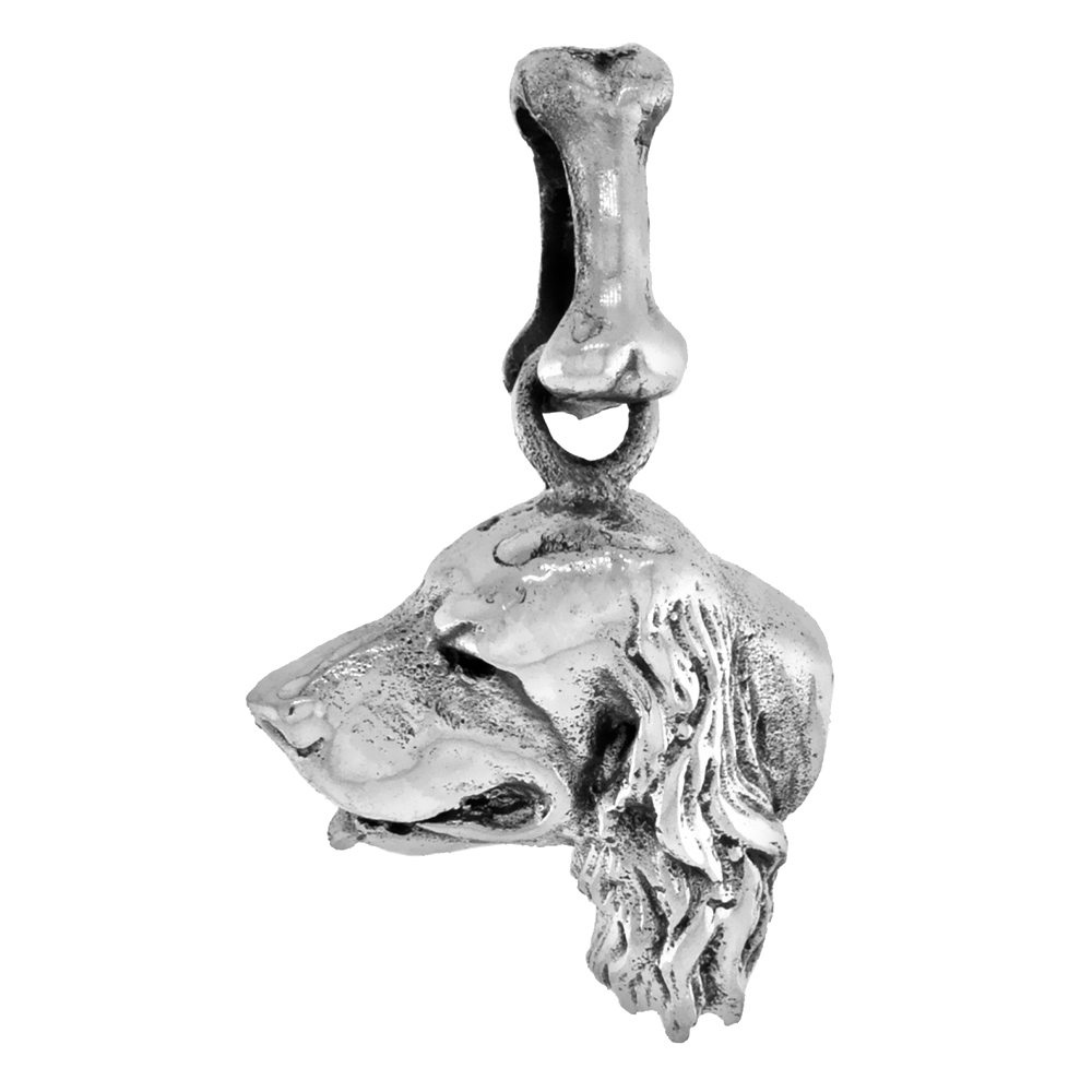 Sterling Silver English Cocker Spaniel Dog Pendant Head Profile
