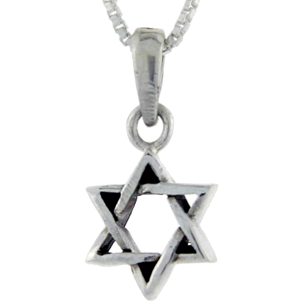 STERLING SILVER STAR OF DAVID PENDANT 1 1/16 INCH TALL