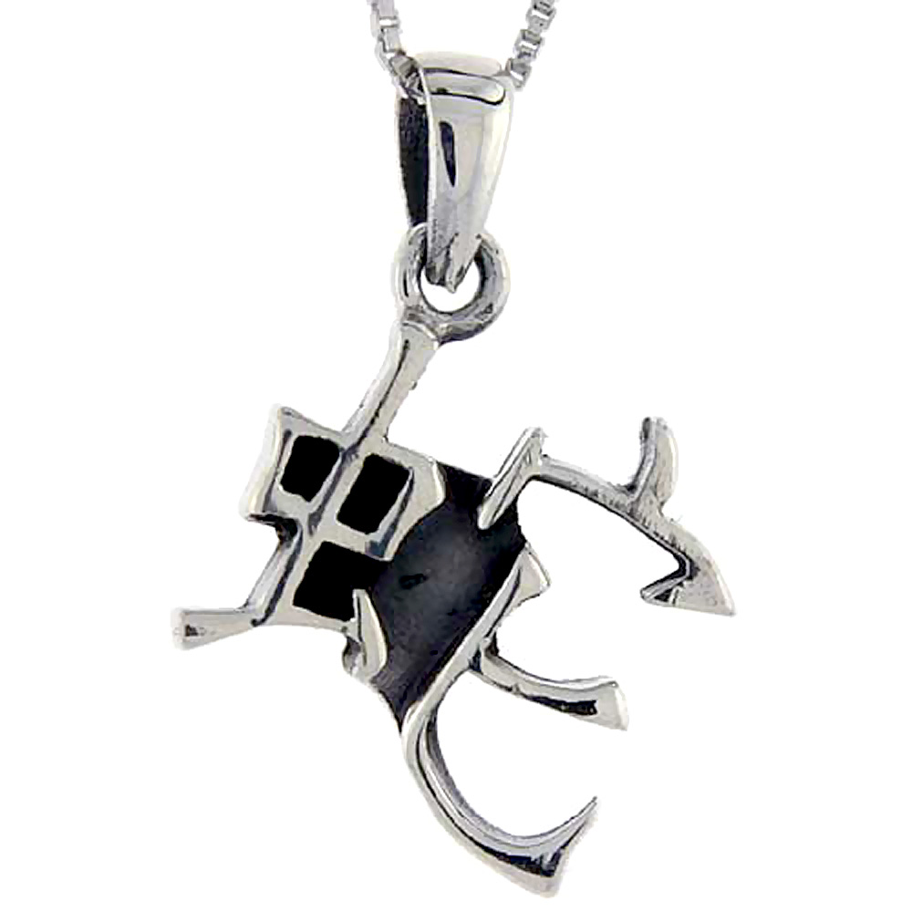 STERLING SILVER CHINESE CHARACTER FOR THE YEAR OF THE SNAKE HOROSCOPE CHARM 1 INCH TALL