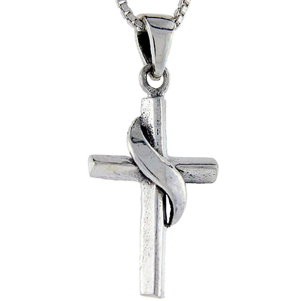 Sterling Silver Methodist Cross Pendant 1 1/16 inch tall