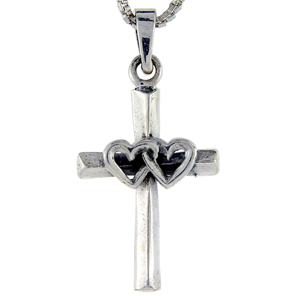 STERLING SILVER ST VALENTINE CROSS PENDANT 1 1/8 INCH TALL