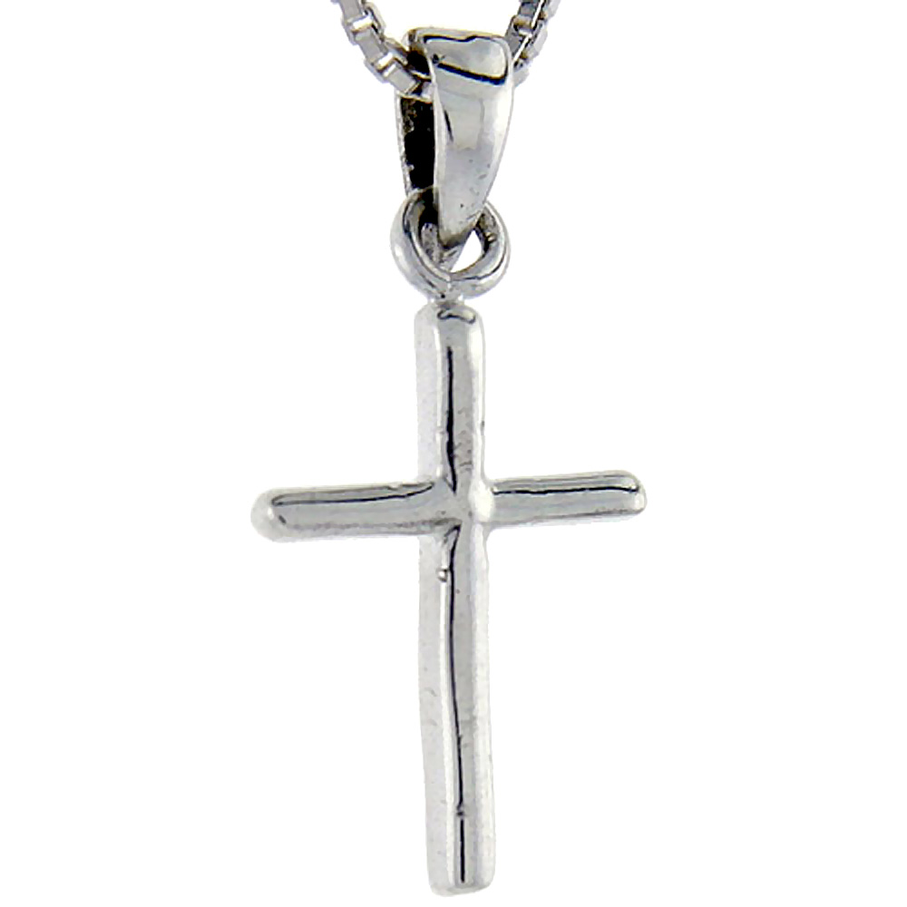 20MM VERY SMALL STERLING SILVER PLAIN CROSS PENDANT 1 INCH TALL