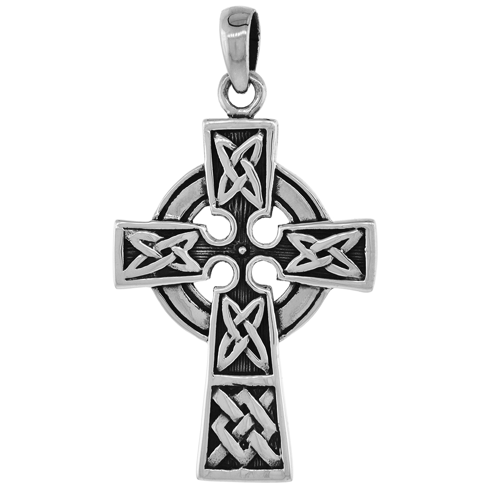 STERLING SILVER KILLAMERY CELTIC CROSS PENDANT 1 5/8 INCH TALL
