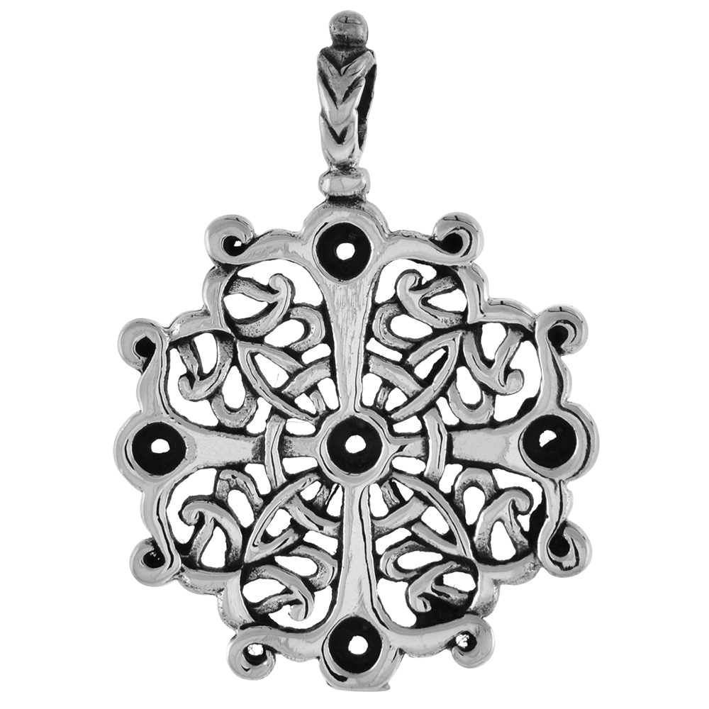 STERLING SILVER CELTIC KNOT CROSS PENDANT 1 INCH X 1 3/8 INCH