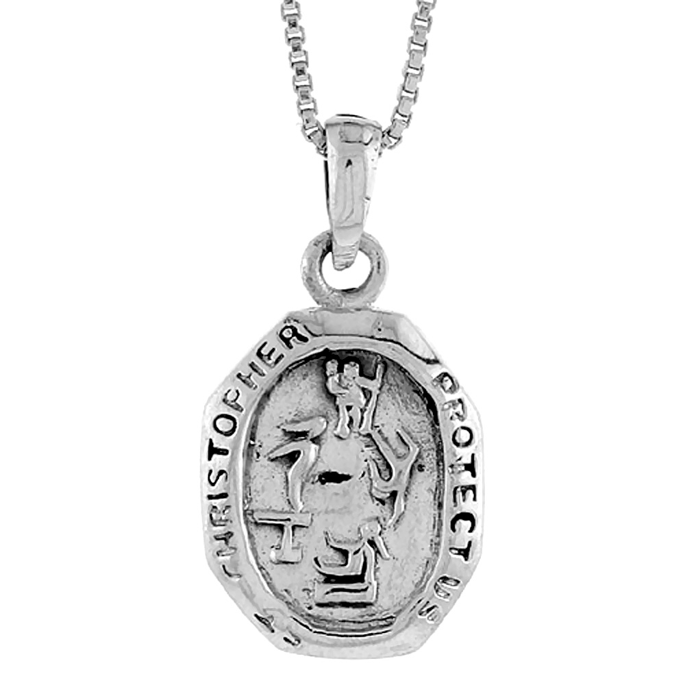 STERLING SILVER SAINT CHRISTOPHER CHARM FOR GYMNASTICS 1 1/16 INCH TALL