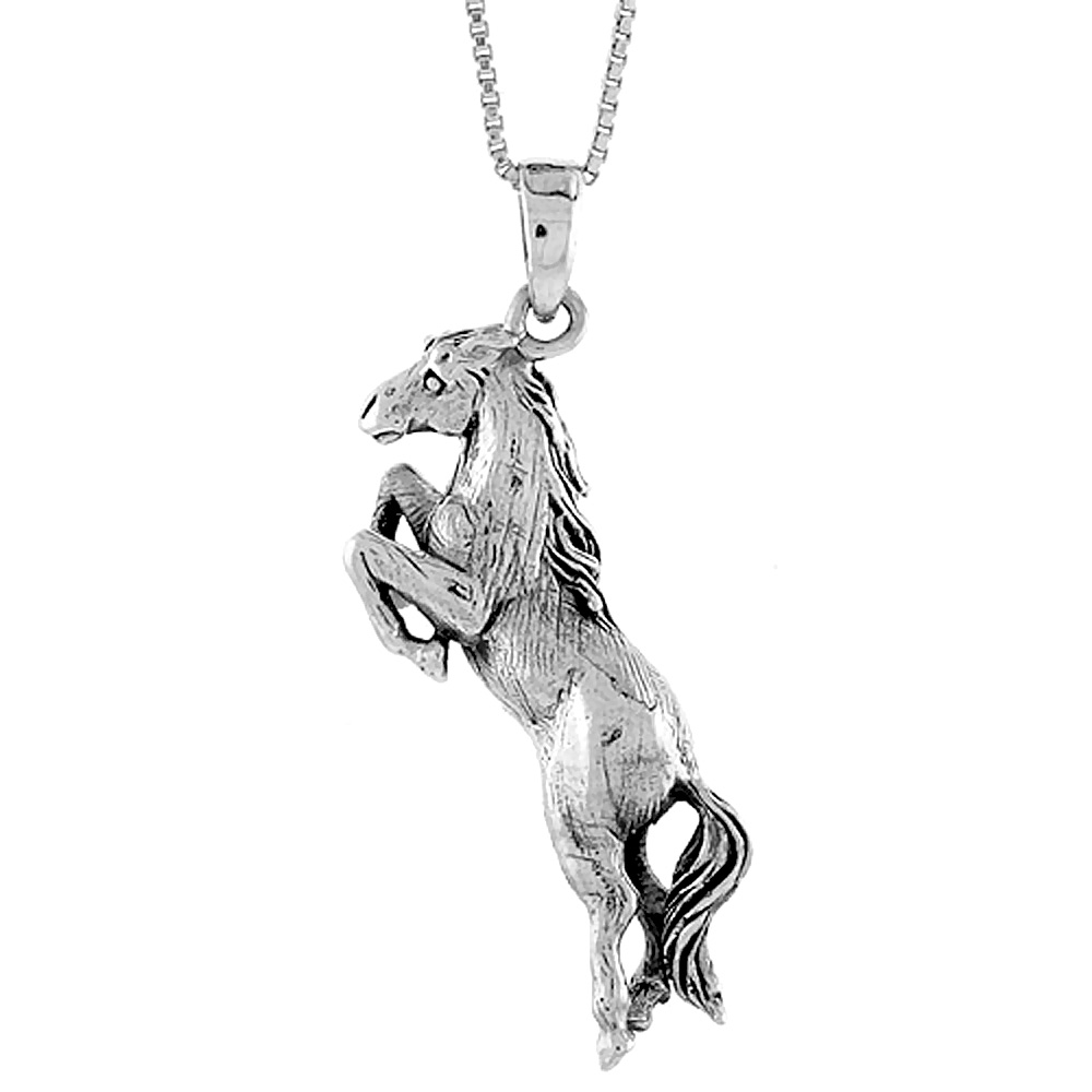 1 1/2 INCH STERLING SILVER SOLID 3-DIMENSIONAL HORSE PENDANT WITH BEAUTIFUL DETAIL