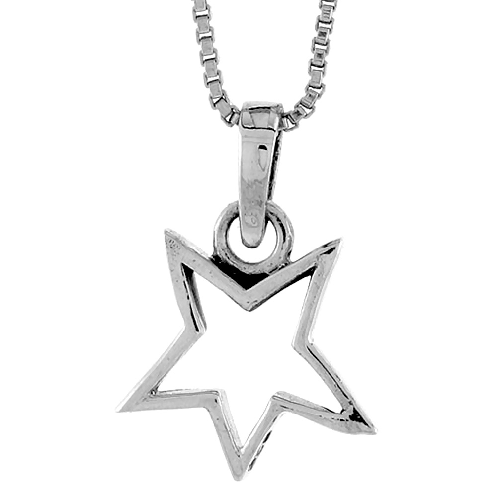STERLING SILVER CUT-OUT STAR PENDANT 1/2 INCH