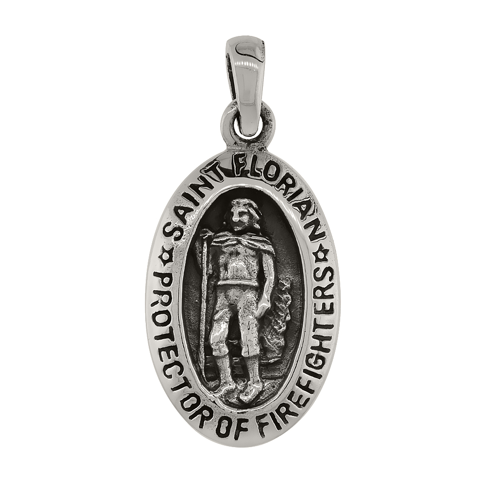 STERLING SILVER SAINT FLORIAN CHARM 7/8 INCH