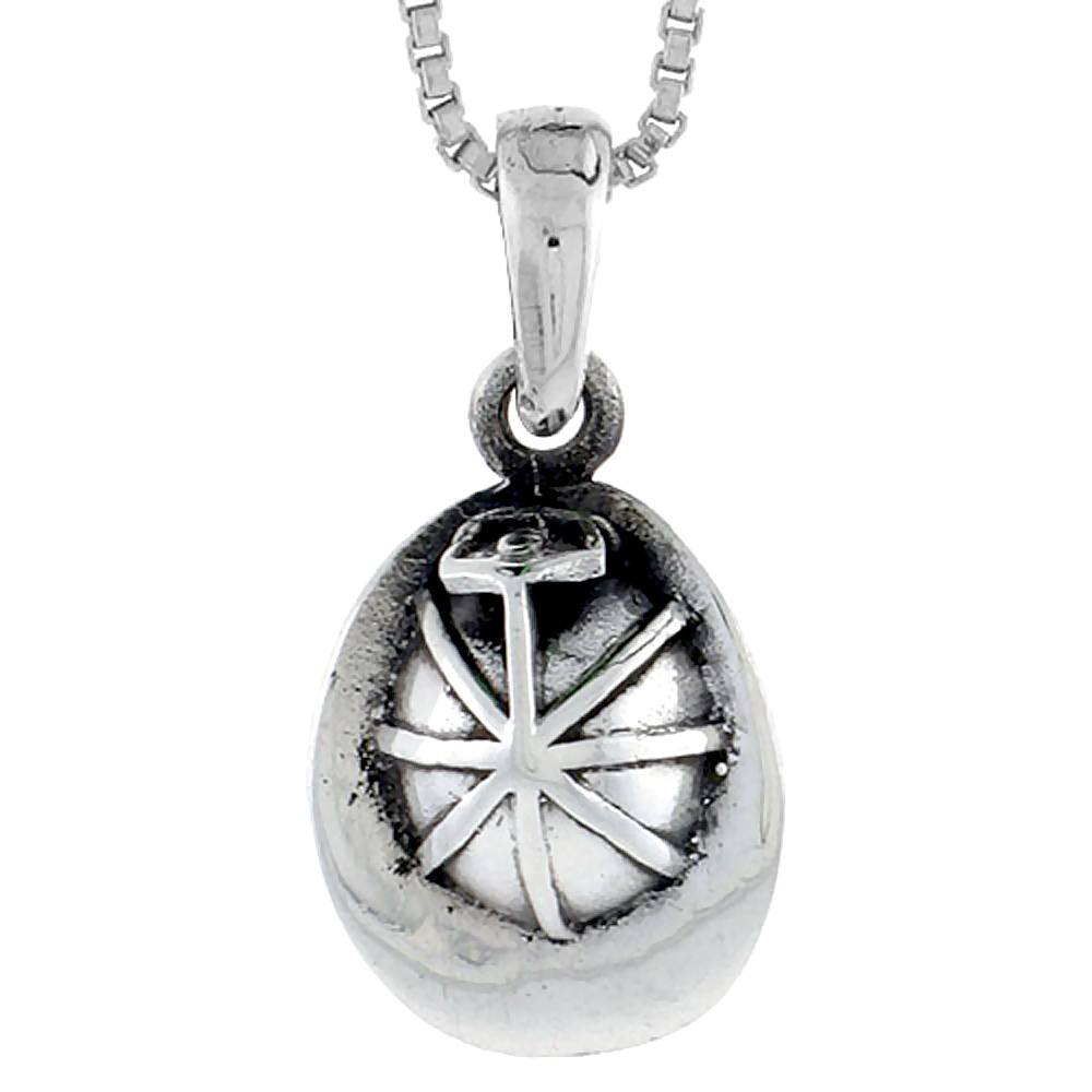 STERLING SILVER FIREMAN'S HELMET PENDANT 1/2 INCH