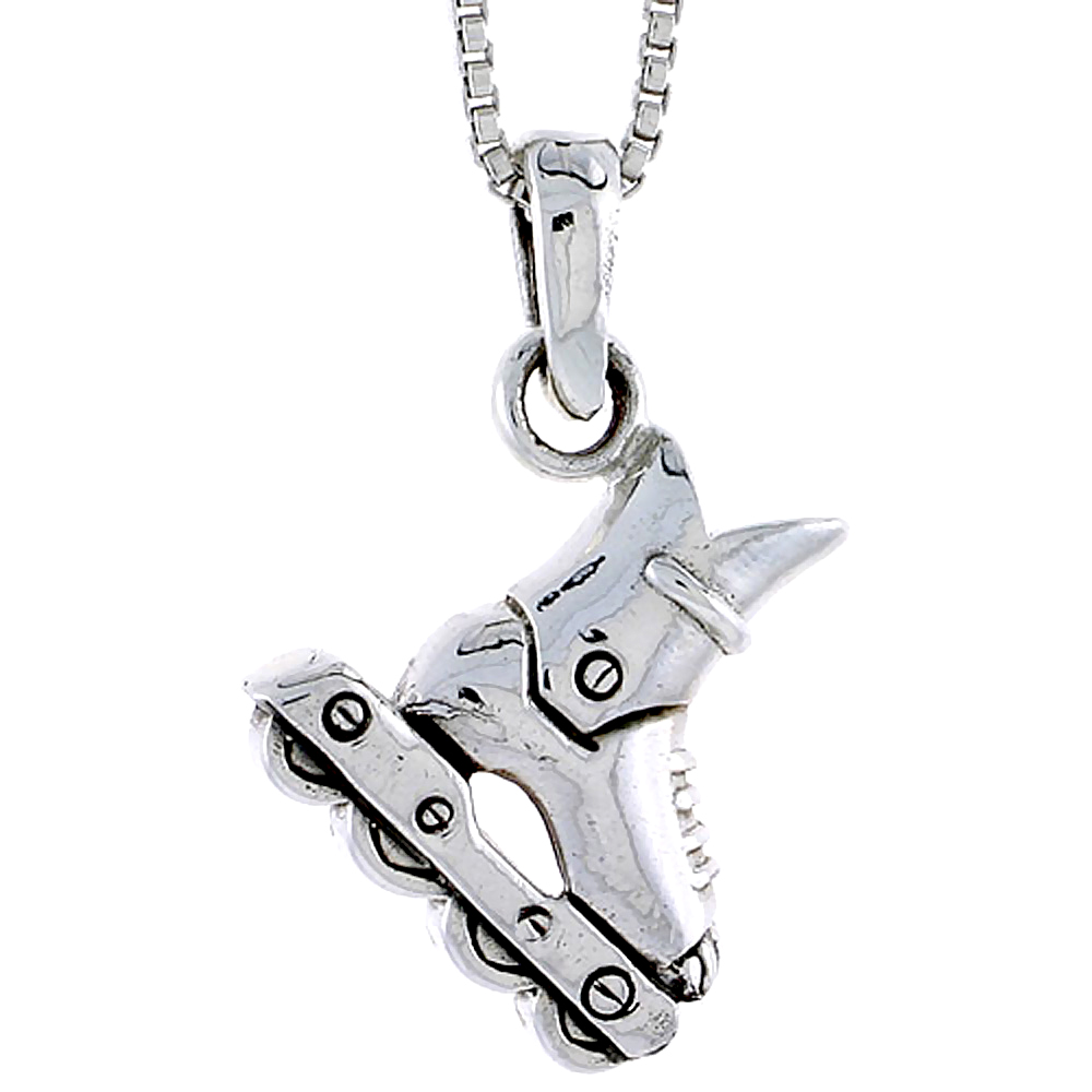 STERLING SILVER ROLLER BLADE PENDANT 3/4 INCH TALL