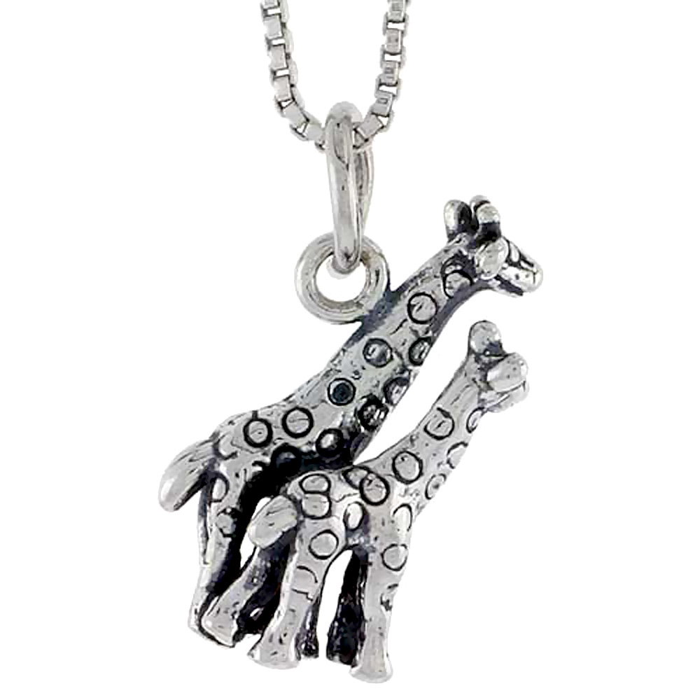 STERLING SILVER DOUBLE GIRAFFE CHARM 3/4 INCH TALL