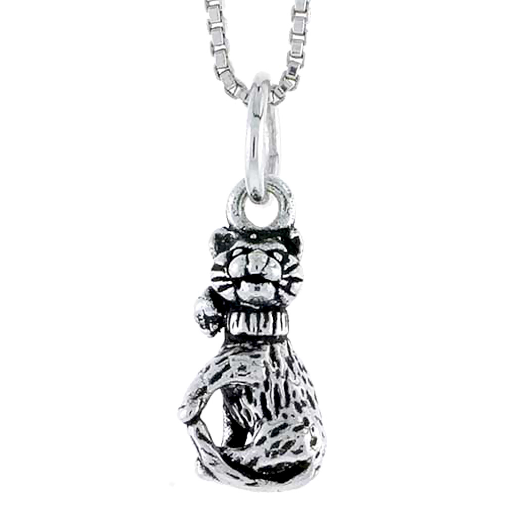 STERLING SILVER CAT CHARM 1/2 INCH TALL