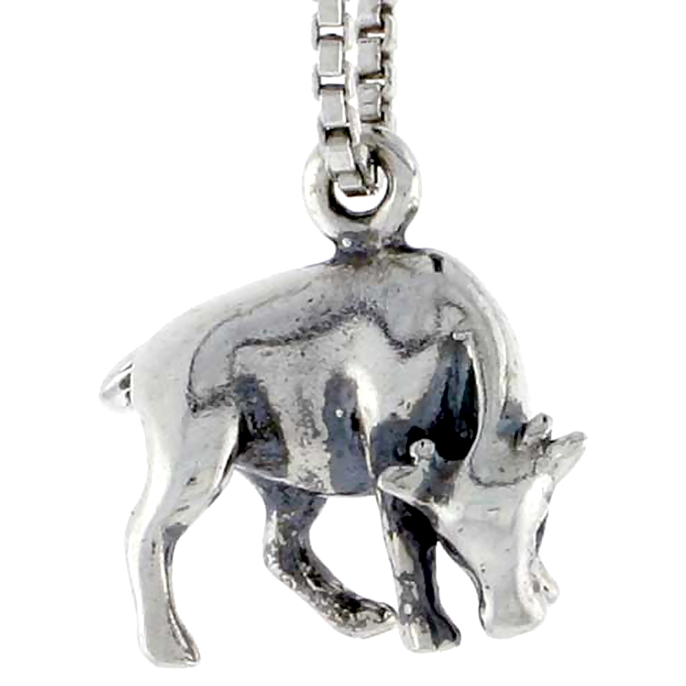 STERLING SILVER BULL CHARM 1/2 INCH WIDE