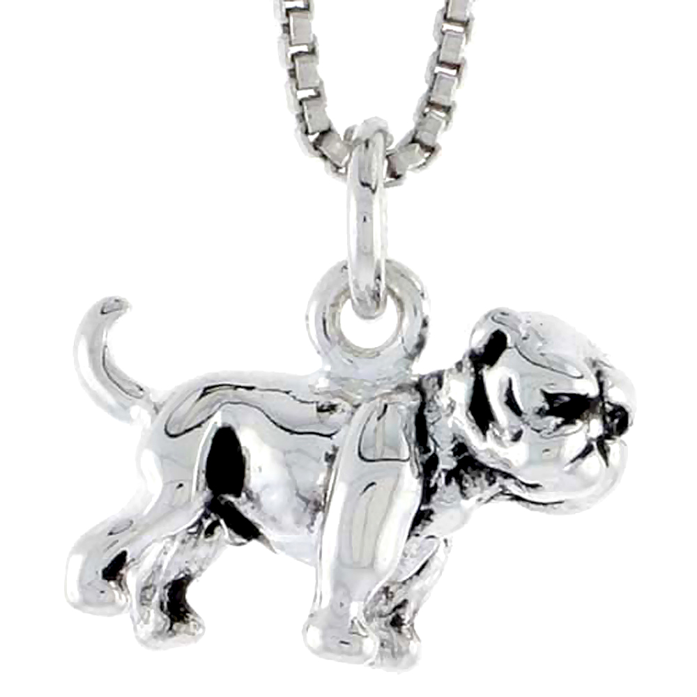 STERLING SILVER BOXER DOG CHARM 1/2 INCH WIDE
