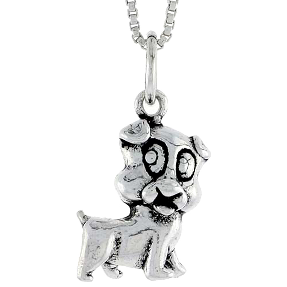 STERLING SILVER DOG CHARM 1/2 INCH TALL