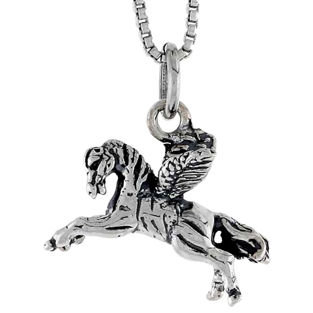 STERLING SILVER PEGASUS CHARM 3/4 INCH WIDE