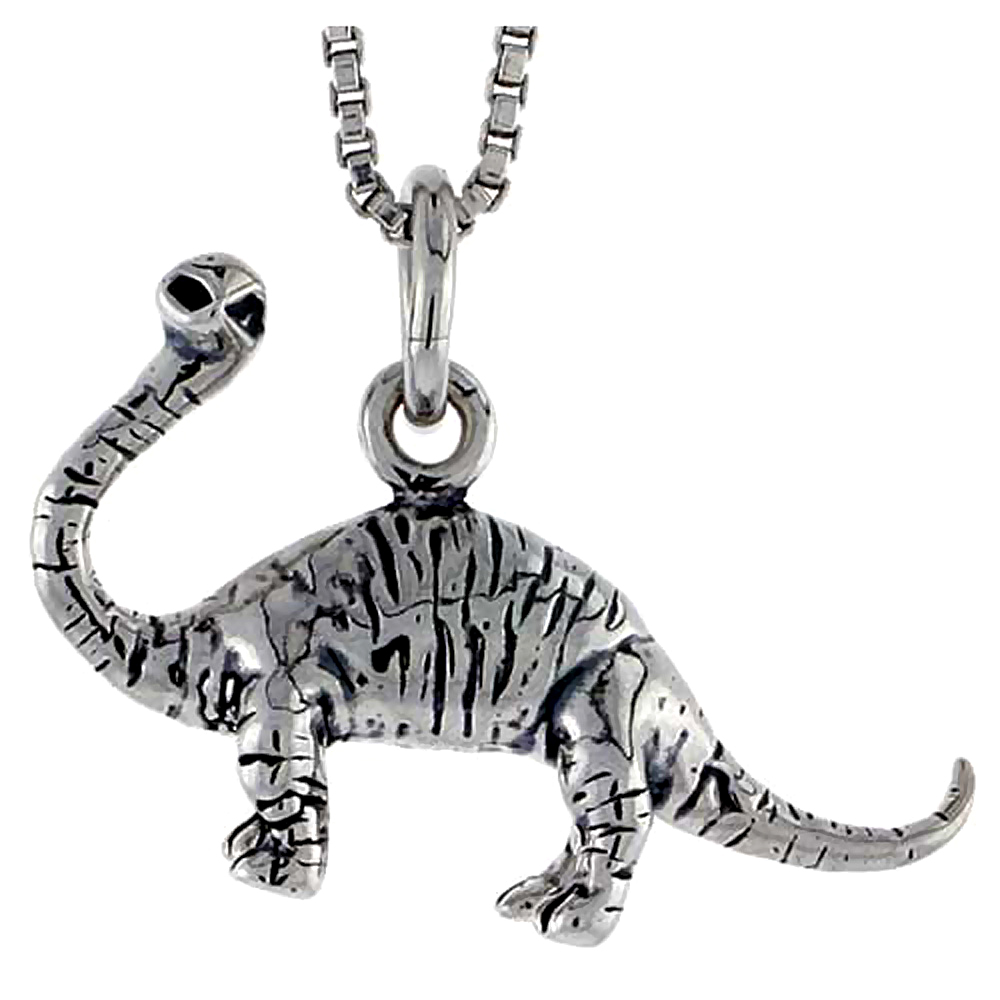 STERLING SILVER BRONTOSAUR DINOSAUR CHARM 5/8 INCH TALL