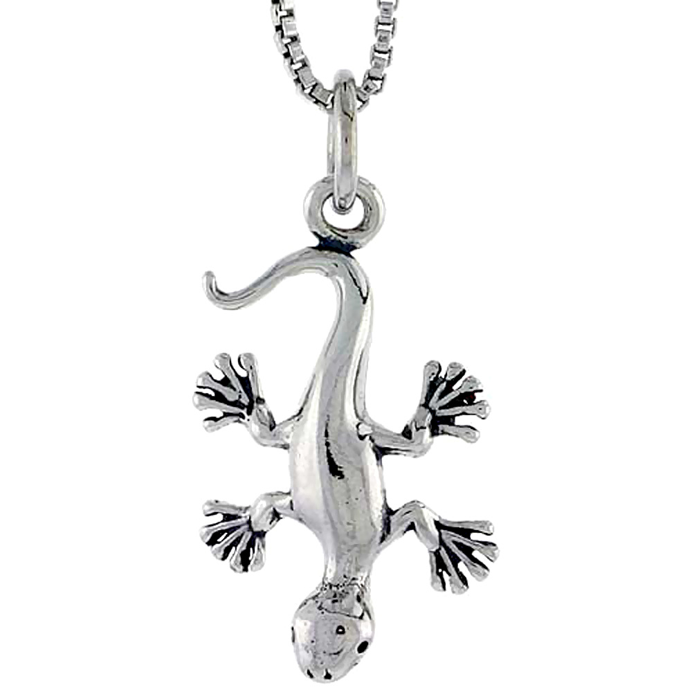 STERLING SILVER GECKO LIZARD CHARM 3/4 INCH TALL