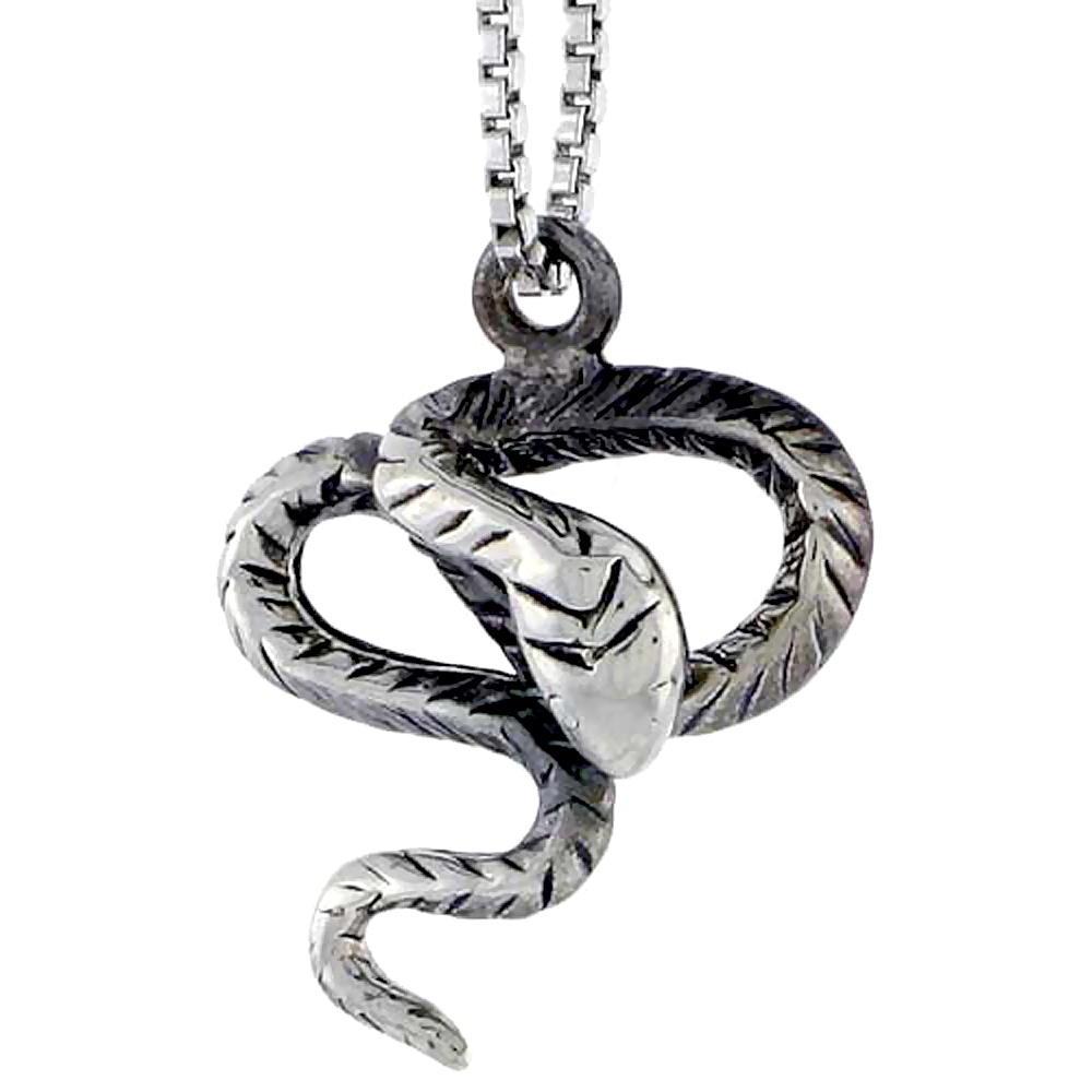 STERLING SILVER FOREST COBRA CHARM 3/4 INCH TALL