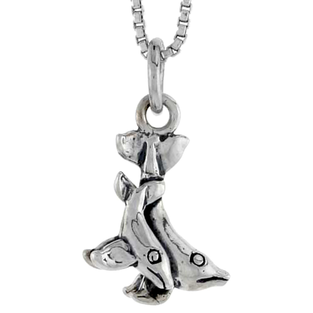 STERLING SILVER DOUBLE WHALE SHARK (ADULT & JUVENILE) CHARM 1/2"TALL