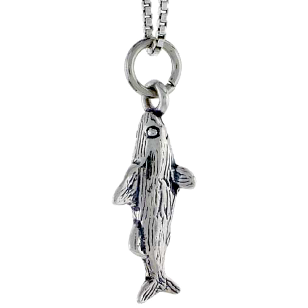 STERLING SILVER TROUT FISH CHARM 3/4 INCH TALL