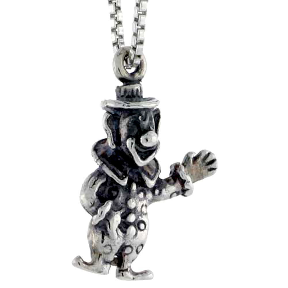 STERLING SILVER CLOWN CHARM 3/4 INCH TALL