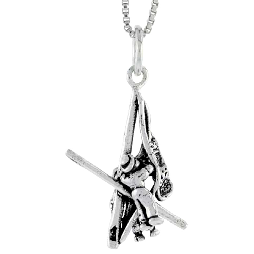 STERLING SILVER MEN PUTTING UP FLAG IN THE POLE CHARM 7/8 INCH TALL
