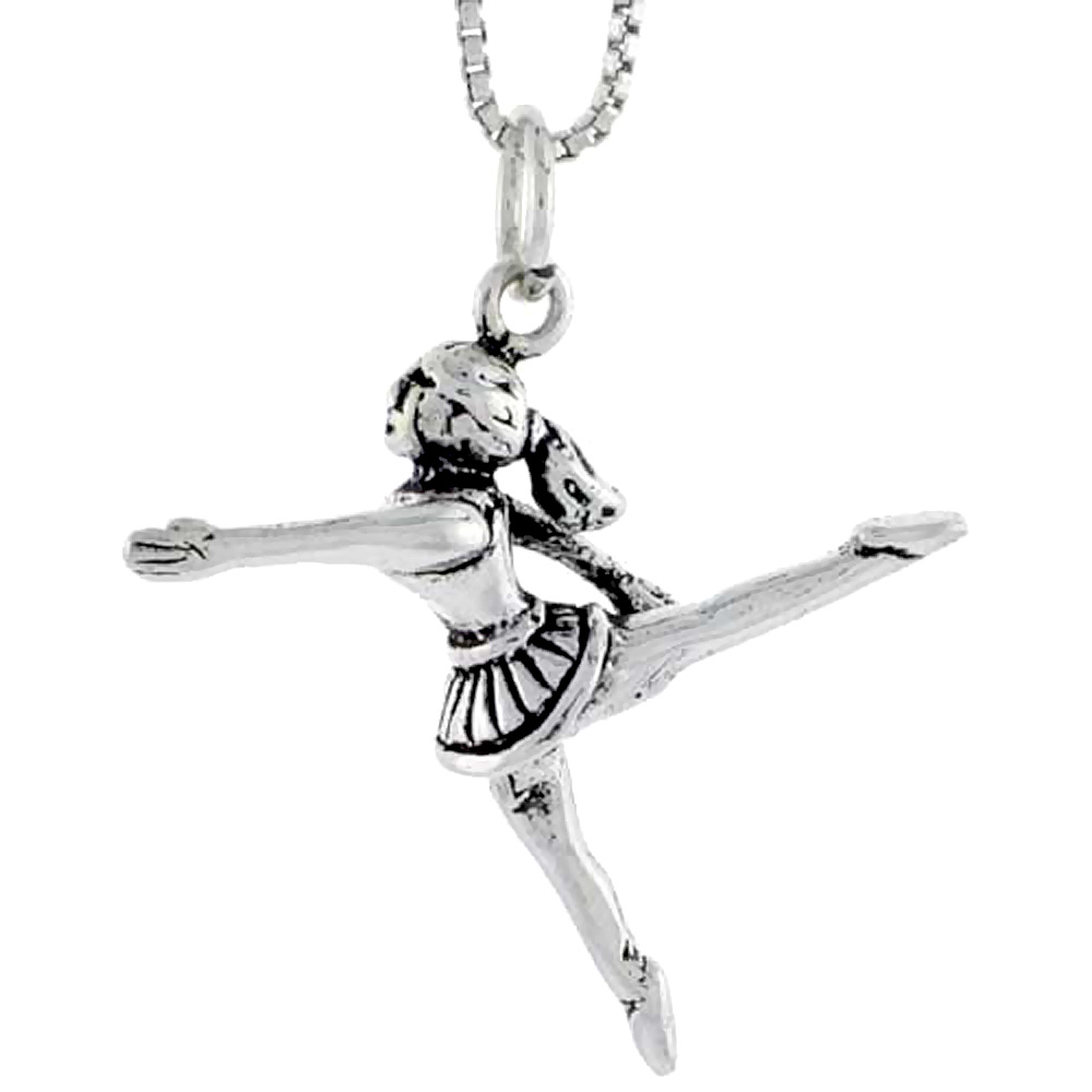 STERLING SILVER CHEERLEADER CHARM 1 INCH TALL