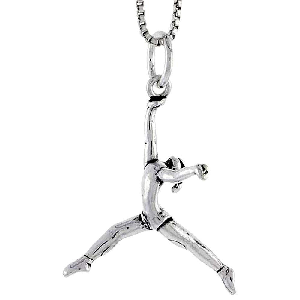 STERLING SILVER GYMNAST CHARM 1 INCH TALL