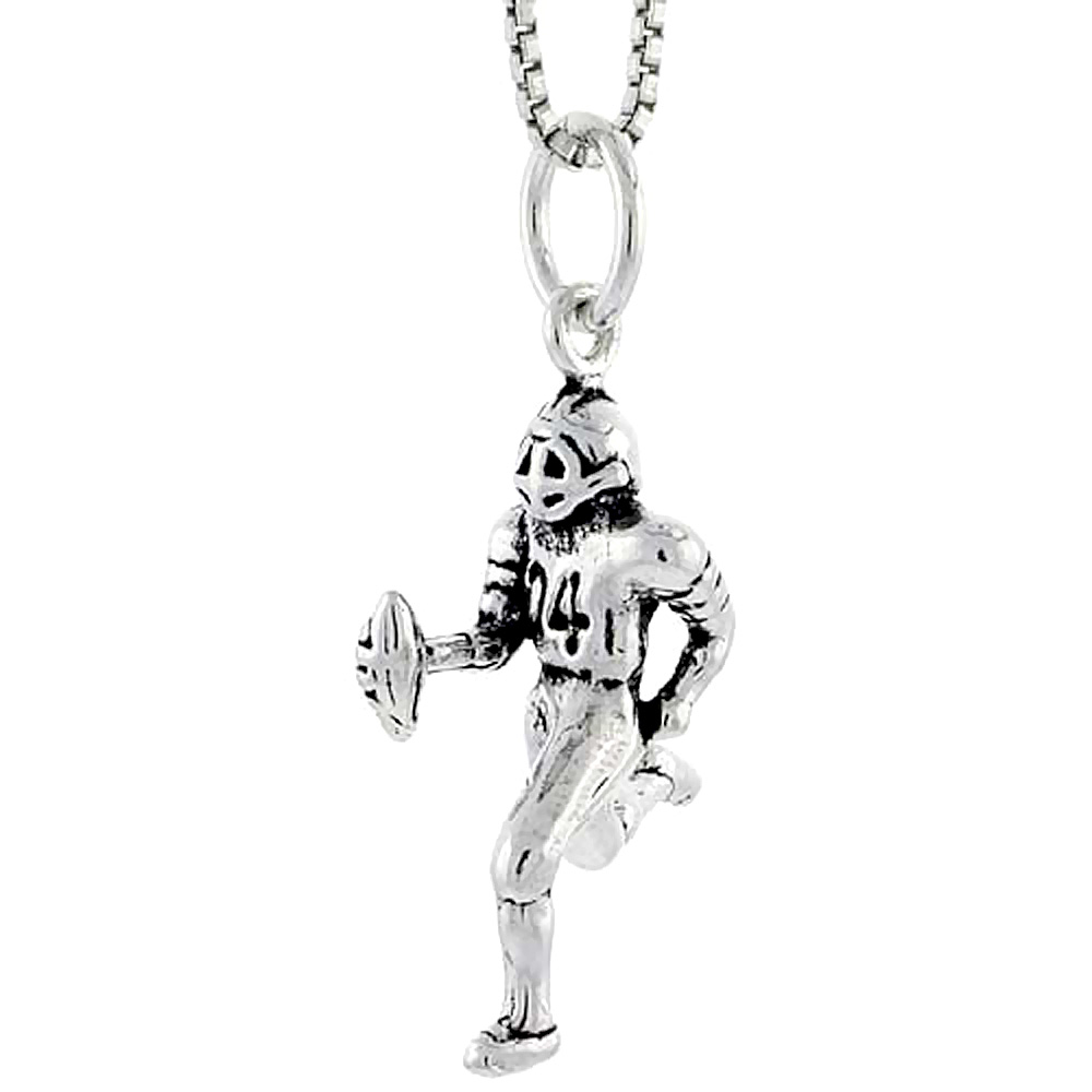 STERLING SILVER FOOTBALL PLAYER CHARM 7/8 INCH TALL