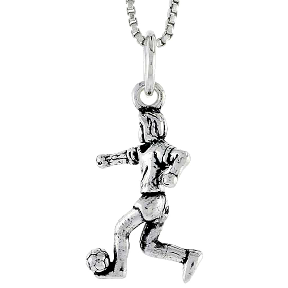 STERLING SILVER SOCCER PLAYER CHARM 3/4 INCH TALL