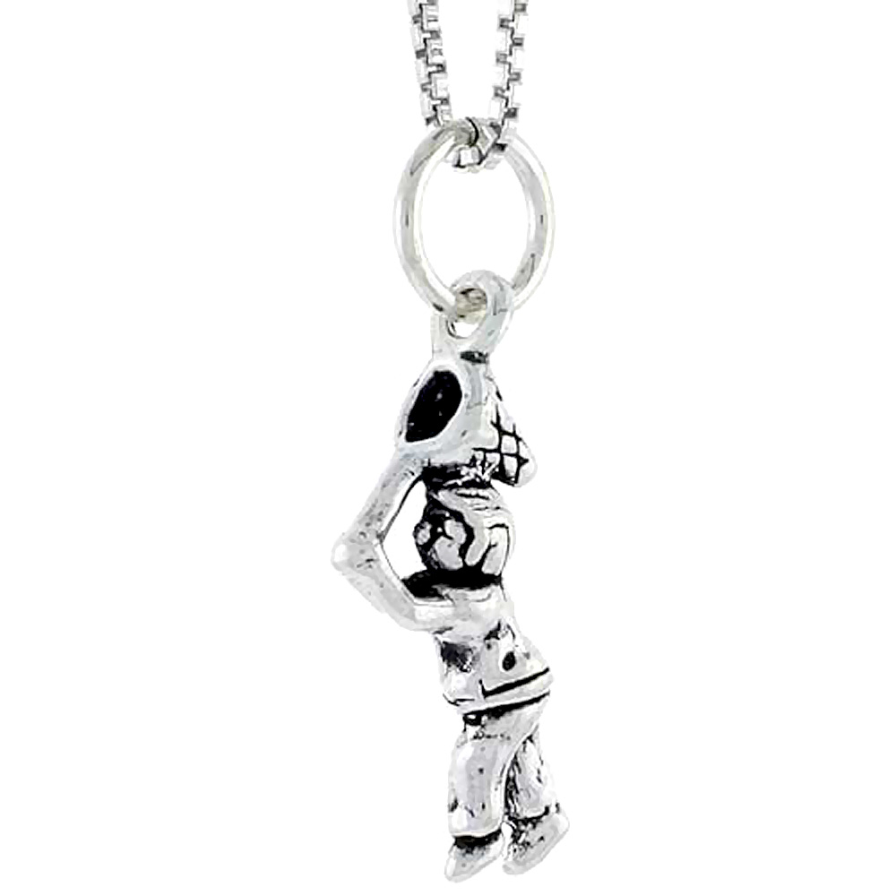 STERLING SILVER BOY W/ BUTTERFLY NET CHARM 3/4 INCH TALL