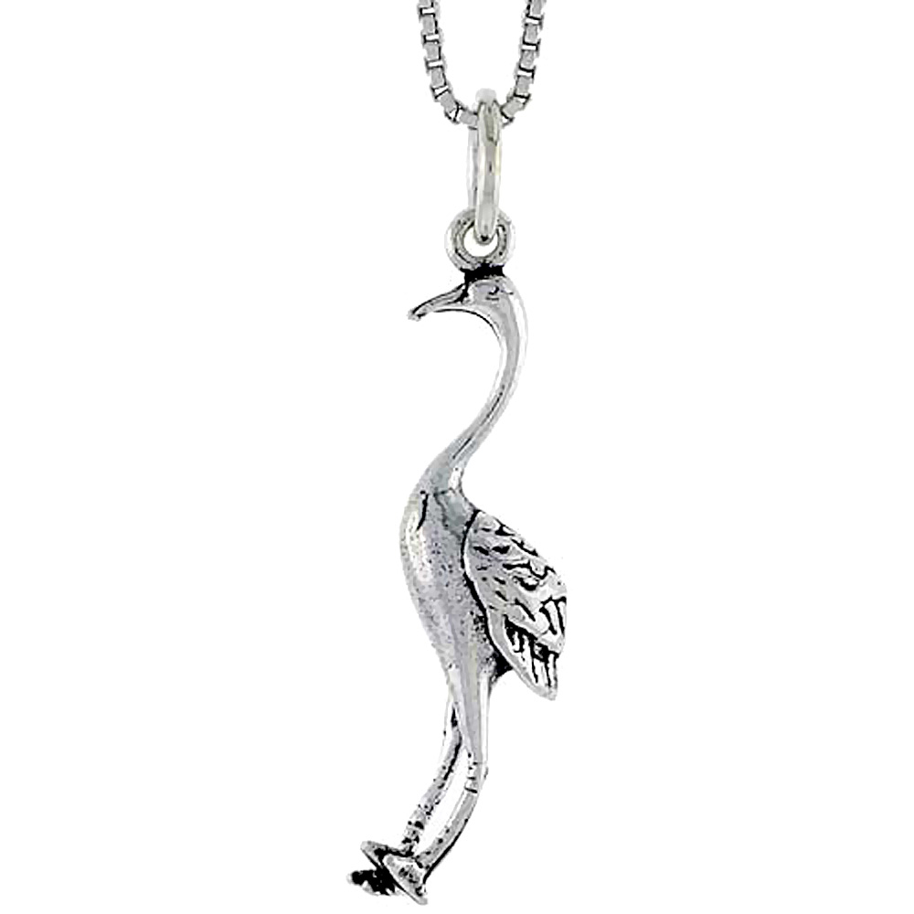 STERLING SILVER OSTRICH CHARM 1 1/4 INCH TALL