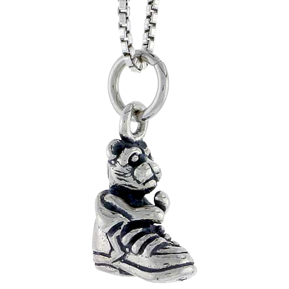 STERLING SILVER SHOE W/ BEAR CHARM 1/2 INCH TALL