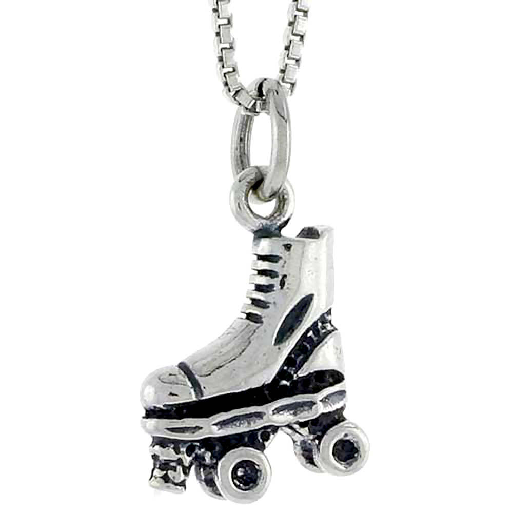 STERLING SILVER ROLLER SKATE SHOE CHARM 1/2 INCH TALL