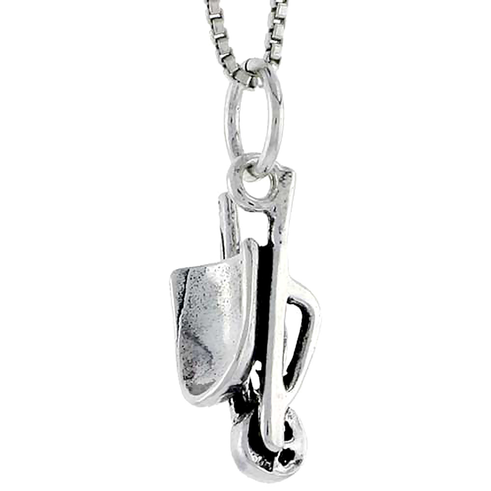 STERLING SILVER WHEELBARROW CHARM 1/2 INCH TALL