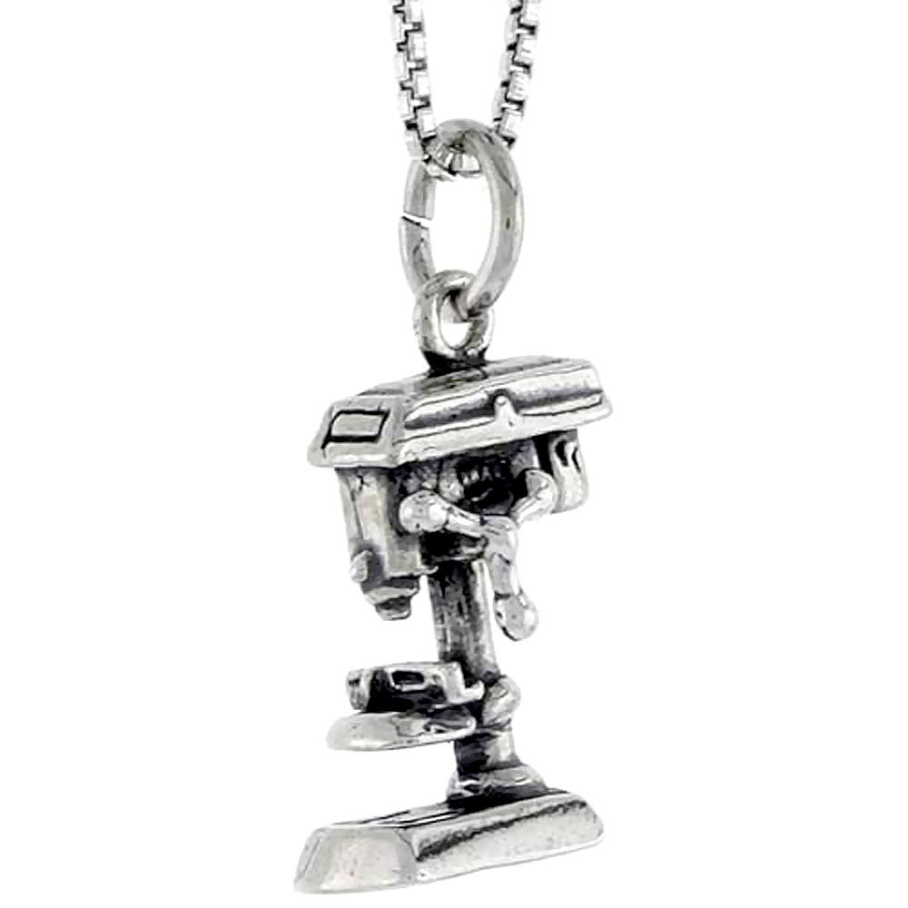 STERLING SILVER DRILL PRESS CHARM 5/8 INCH TALL
