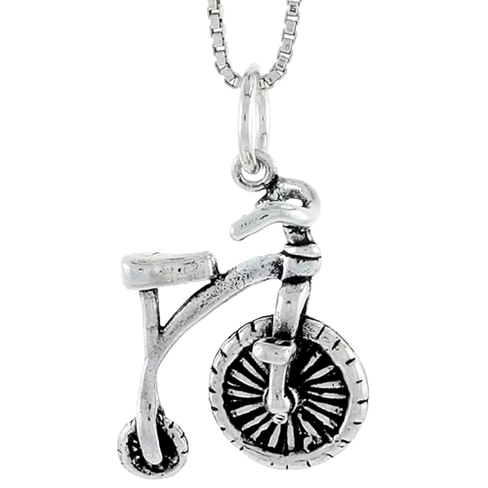 STERLING SILVER HIGH-STEP BICYCLE CHARM 3/4 INCH TALL