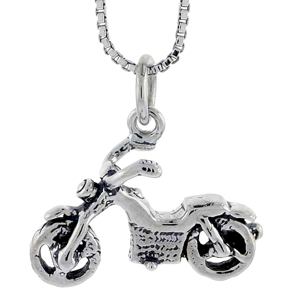 STERLING SILVER MOTORCYCLE CHARM 1/2 INCH TALL