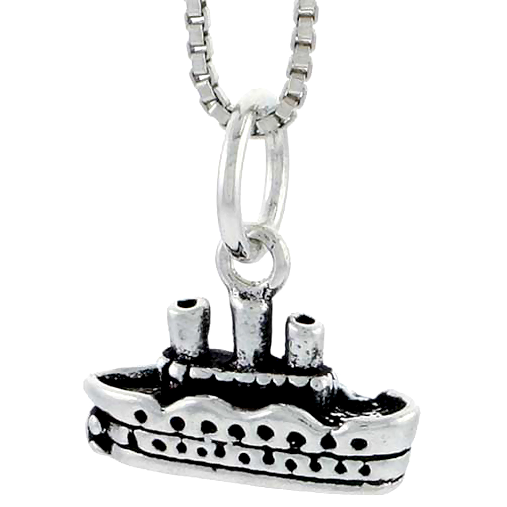 STERLING SILVER STEAM BOAT CHARM 5/16 INCH TALL