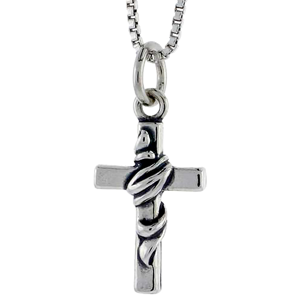 STERLING SILVER CROSS CHARM 5/8 INCH TALL